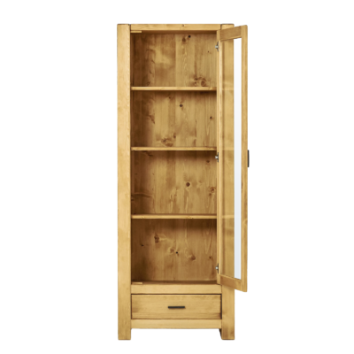 Vitrine Morzine 1 Porte  + 1 Tiroir en Pin Massif Bibliothèques & Vitrines meublespin.fr - mobilier et de décoration de style montagne ou chalet- meubles en pin, mobilier en bois massif de qualité, canapés convertibles - https://meublespin.fr