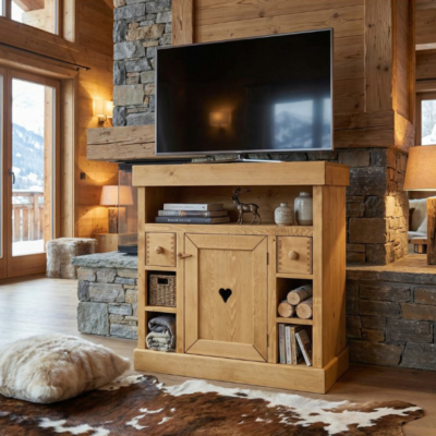 Meuble TV Megève 1 Porte 2 Tiroirs en Pin Massif 90 cm Meubles TV en Bois Massif meublespin.fr - mobilier et de décoration de style montagne ou chalet- meubles en pin, mobilier en bois massif de qualité, canapés convertibles - https://meublespin.fr