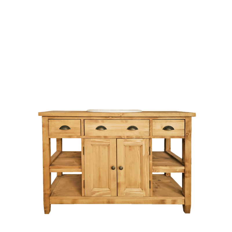 Meuble de Salle de bain avec vasque Chamonix meublespin.fr - mobilier et de décoration de style montagne ou chalet- meubles en pin, mobilier en bois massif de qualité, canapés convertibles - https://meublespin.fr