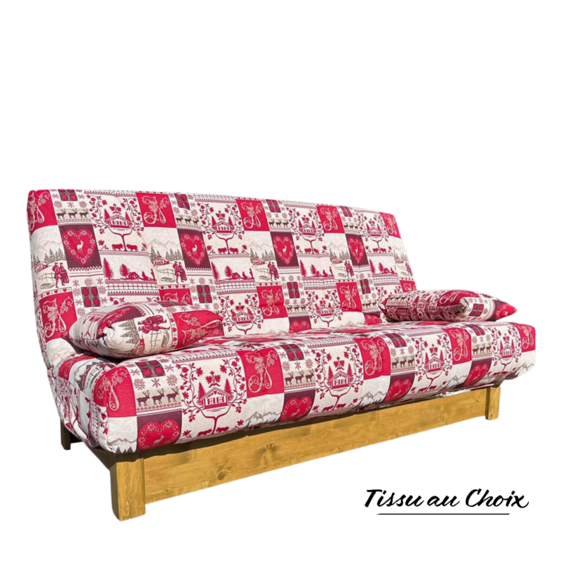 Clic-Clac Audrey 130 x 190 cm – Tissu au Choix Canapés Clic-Clac Montagne meublespin.fr - mobilier et de décoration de style montagne ou chalet- meubles en pin, mobilier en bois massif de qualité, canapés convertibles - https://meublespin.fr