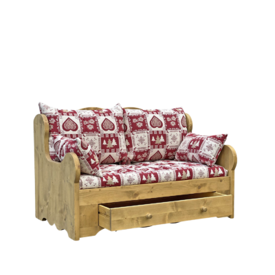 Canapé Fixe 2 Places en Pin Massif – tissu au choix Chamonix meublespin.fr - mobilier et de décoration de style montagne ou chalet- meubles en pin, mobilier en bois massif de qualité, canapés convertibles - https://meublespin.fr