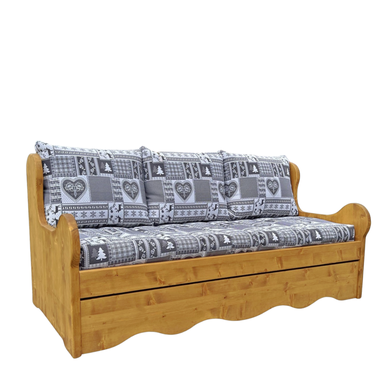 Canapé Montagne Gigogne en Pin (Fabrication Française) –  Champagny Gris Canapés Gigognes en Bois Massif meublespin.fr - mobilier et de décoration de style montagne ou chalet- meubles en pin, mobilier en bois massif de qualité, canapés convertibles - https://meublespin.fr