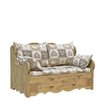 Canapé Fixe 2 Places en Pin Massif – Chatel taupe Chamonix meublespin.fr - mobilier et de décoration de style montagne ou chalet- meubles en pin, mobilier en bois massif de qualité, canapés convertibles - https://meublespin.fr