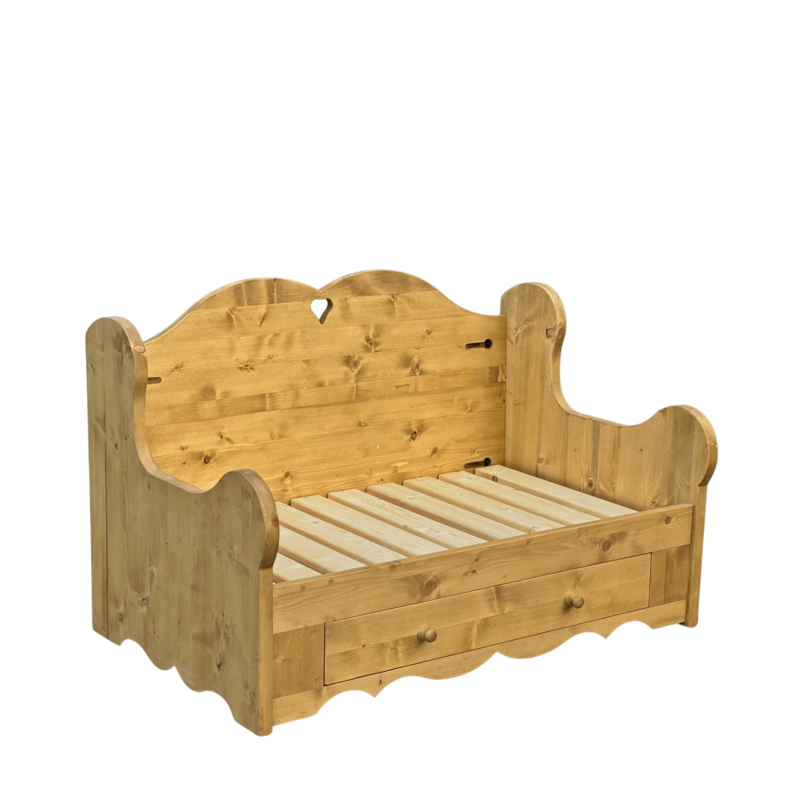 Canapé Fixe 2 Places en Pin Massif – tissu au choix Chamonix meublespin.fr - mobilier et de décoration de style montagne ou chalet- meubles en pin, mobilier en bois massif de qualité, canapés convertibles - https://meublespin.fr