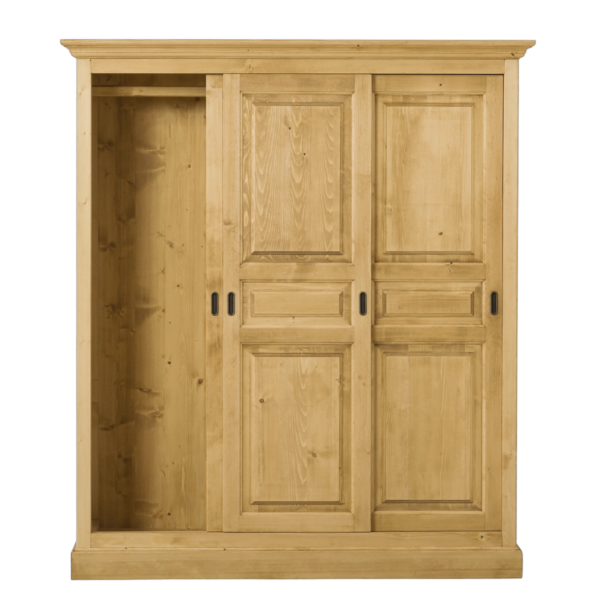 Armoire 3 Portes Coulissantes en Pin Massif Armoires en bois massif meublespin.fr - vente de mobilier et de décoration de style montagne ou chalet- vente de meubles en pin et canapés convertibles - https://meublespin.fr