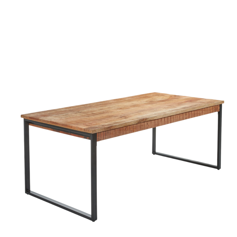 Table industrielle bois & métal 200 cm Tables repas en bois massif meublespin.fr - mobilier et de décoration de style montagne ou chalet- meubles en pin, mobilier en bois massif de qualité, canapés convertibles - https://meublespin.fr
