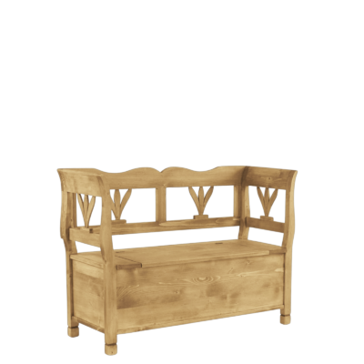 Banc coffre campagnard en pin massif avec accoudoirs 130 cm Chamonix meublespin.fr - mobilier et de décoration de style montagne ou chalet- meubles en pin, mobilier en bois massif de qualité, canapés convertibles - https://meublespin.fr