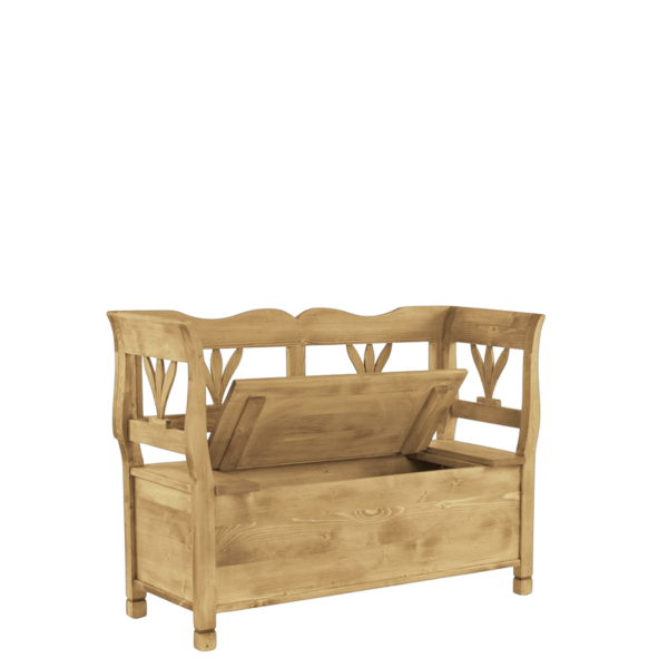 Banc coffre campagnard en pin massif avec accoudoirs 130 cm Chamonix meublespin.fr - vente de mobilier et de décoration de style montagne ou chalet- vente de meubles en pin et canapés convertibles - https://meublespin.fr