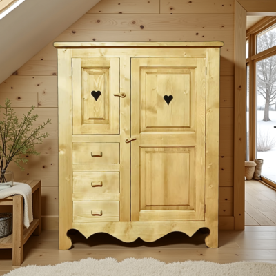 Armoire Sous Pente 2 Portes et 3 Tiroirs en Pin Massif Armoires en bois massif meublespin.fr - mobilier et de décoration de style montagne ou chalet- meubles en pin, mobilier en bois massif de qualité, canapés convertibles - https://meublespin.fr