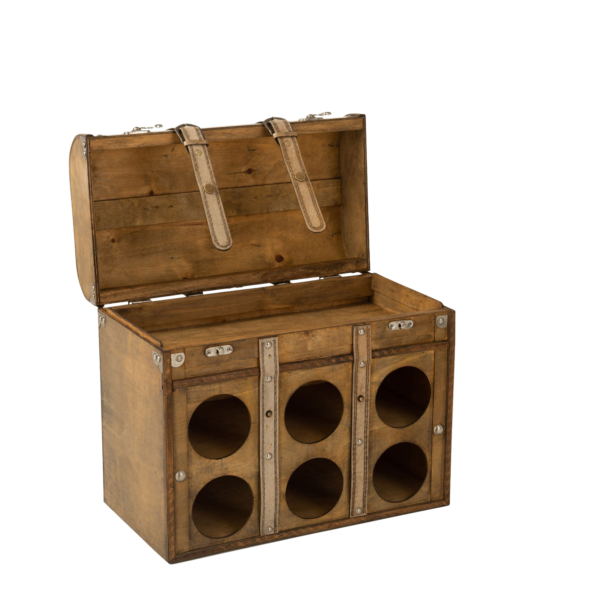 Valise Vintage range bouteilles en Bois Bars meublespin.fr - vente de mobilier et de décoration de style montagne ou chalet- vente de meubles en pin et canapés convertibles - https://meublespin.fr