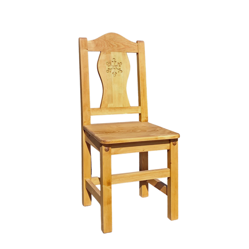 Chaise en Bois Massif motif Flocon de neige Chamonix meublespin.fr - mobilier et de décoration de style montagne ou chalet- meubles en pin, mobilier en bois massif de qualité, canapés convertibles - https://meublespin.fr