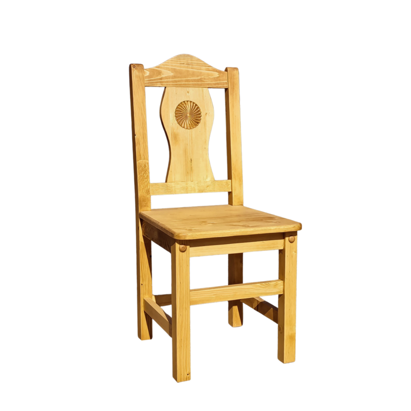 Chaise en Bois Massif rosace 1 Chamonix meublespin.fr - mobilier et de décoration de style montagne ou chalet- meubles en pin, mobilier en bois massif de qualité, canapés convertibles - https://meublespin.fr