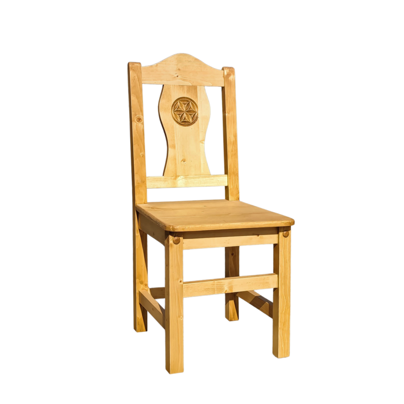 Chaise en Bois Massif rosace 2 Chamonix meublespin.fr - mobilier et de décoration de style montagne ou chalet- meubles en pin, mobilier en bois massif de qualité, canapés convertibles - https://meublespin.fr