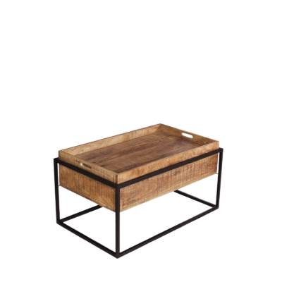 Table basse coffre bois & métal 100 cm Les Coffres meublespin.fr - mobilier et de décoration de style montagne ou chalet- meubles en pin, mobilier en bois massif de qualité, canapés convertibles - https://meublespin.fr