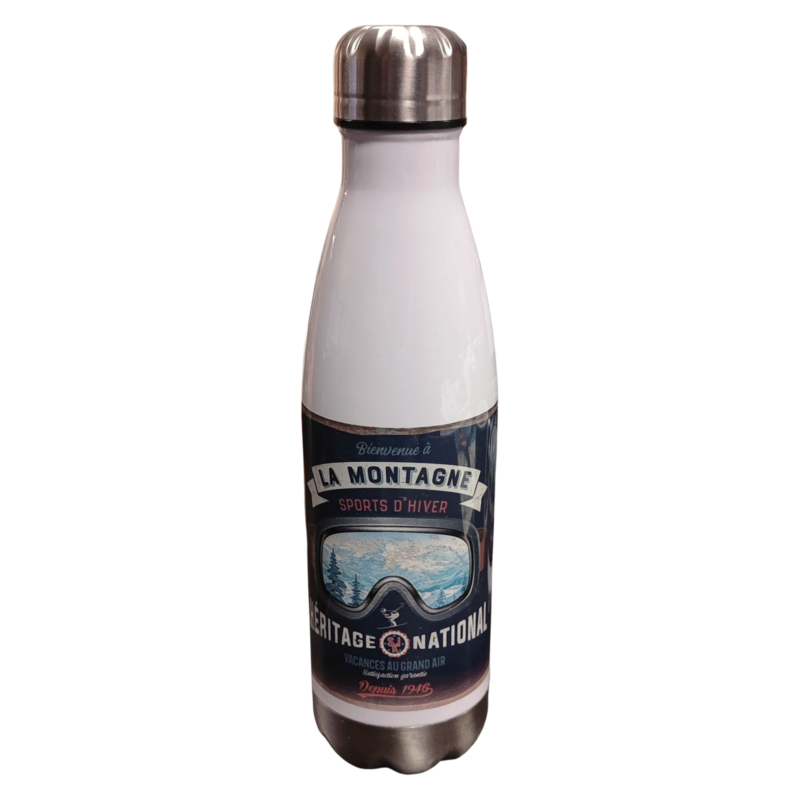 Thermos 50 cl – Bienvenue à la montagne – masque de ski Objets à poser meublespin.fr - mobilier et de décoration de style montagne ou chalet- meubles en pin, mobilier en bois massif de qualité, canapés convertibles - https://meublespin.fr