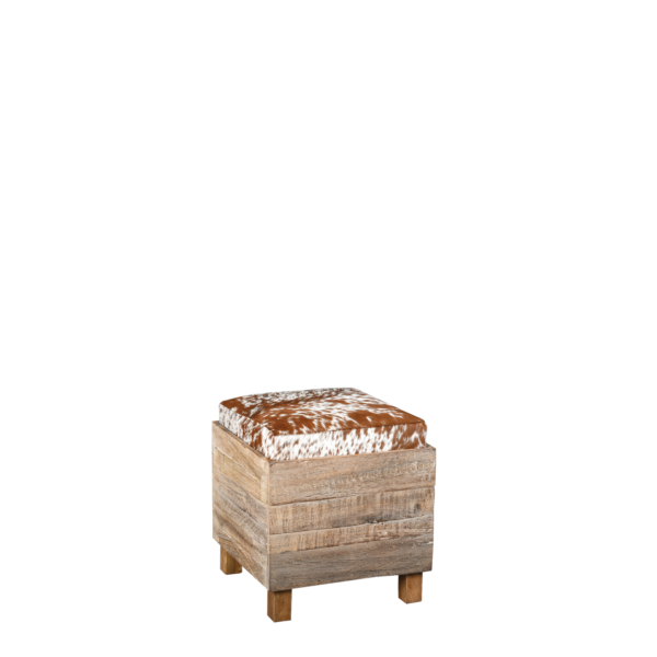 Pouf coffre en Bois & Vache Les Coffres meublespin.fr - vente de mobilier et de décoration de style montagne ou chalet- vente de meubles en pin et canapés convertibles - https://meublespin.fr