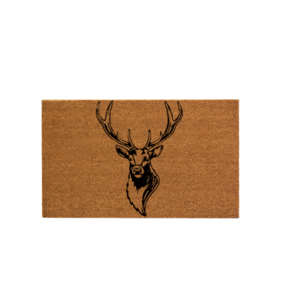 Paillasson  tête de Cerf Noir 75 x 45 cm Paillassons meublespin.fr - mobilier et de décoration de style montagne ou chalet- meubles en pin, mobilier en bois massif de qualité, canapés convertibles - https://meublespin.fr