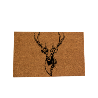 Paillasson  tête de Cerf Noir 75 x 45 cm Paillassons meublespin.fr - mobilier et de décoration de style montagne ou chalet- meubles en pin, mobilier en bois massif de qualité, canapés convertibles - https://meublespin.fr