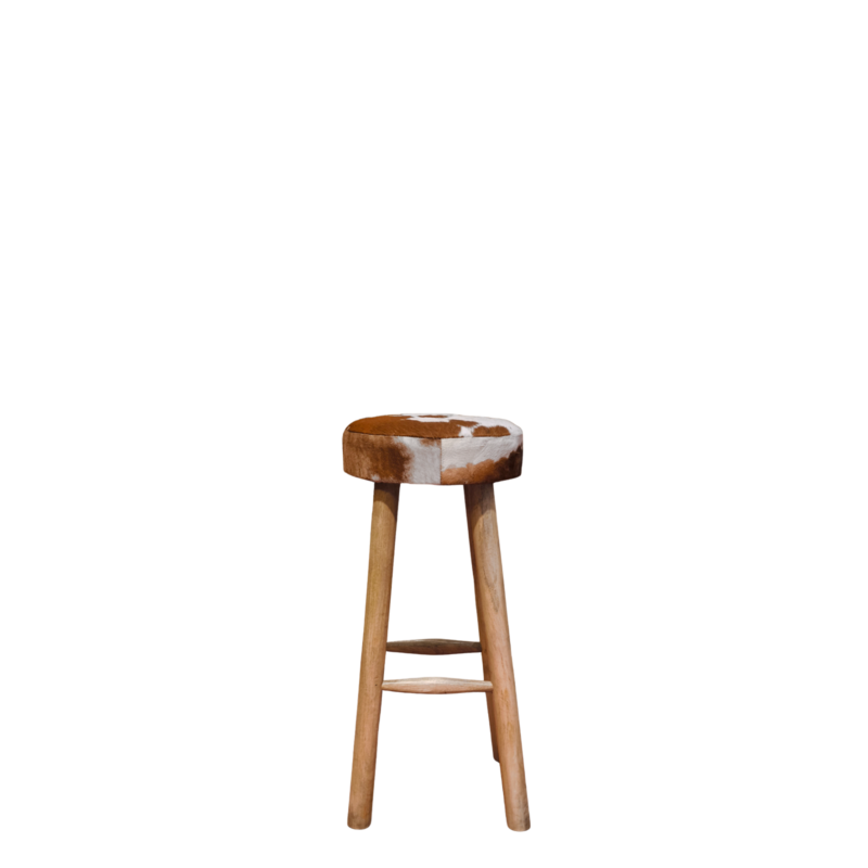 Tabouret de bar rond en peau de vache Bars meublespin.fr - mobilier et de décoration de style montagne ou chalet- meubles en pin, mobilier en bois massif de qualité, canapés convertibles - https://meublespin.fr