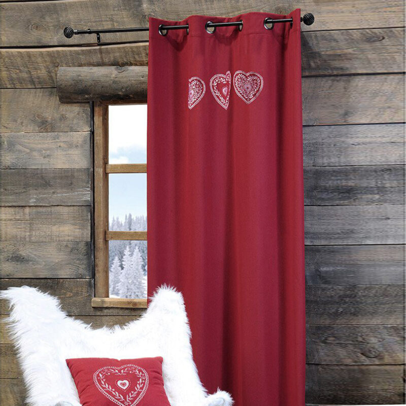 Rideau à oeillets Chevenoz Rouge Les Rideaux meublespin.fr - mobilier et de décoration de style montagne ou chalet- meubles en pin, mobilier en bois massif de qualité, canapés convertibles - https://meublespin.fr