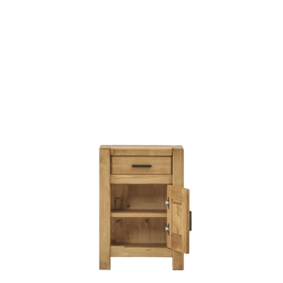 Chevet Contemporain Morzine 1 porte 1 Tiroir en Pin Massif Ciré Chevets meublespin.fr - mobilier et de décoration de style montagne ou chalet- meubles en pin, mobilier en bois massif de qualité, canapés convertibles - https://meublespin.fr