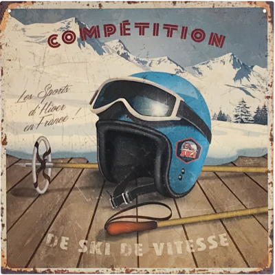 Plaque métal – Compétition – ski de vitesse – 29 x 29 cm Cadres et déco meublespin.fr - mobilier et de décoration de style montagne ou chalet- meubles en pin, mobilier en bois massif de qualité, canapés convertibles - https://meublespin.fr