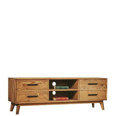 Meuble TV  4 Tiroirs + niche en Bois Pin Massif – Avignon Meubles TV en Bois Massif meublespin.fr - mobilier et de décoration de style montagne ou chalet- meubles en pin, mobilier en bois massif de qualité, canapés convertibles - https://meublespin.fr