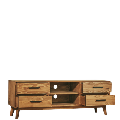 Meuble TV  4 Tiroirs + niche en Bois Pin Massif – Avignon Meubles TV en Bois Massif meublespin.fr - mobilier et de décoration de style montagne ou chalet- meubles en pin, mobilier en bois massif de qualité, canapés convertibles - https://meublespin.fr