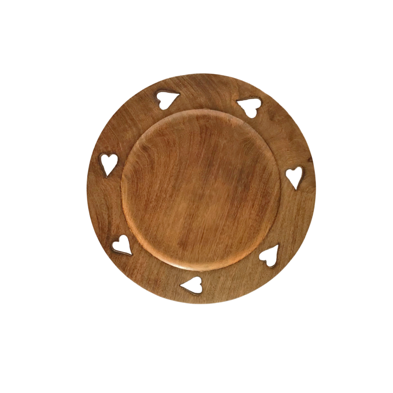 Sous assiette Sculptée 34 cm – Cœur découpé Objets à poser meublespin.fr - mobilier et de décoration de style montagne ou chalet- meubles en pin, mobilier en bois massif de qualité, canapés convertibles - https://meublespin.fr