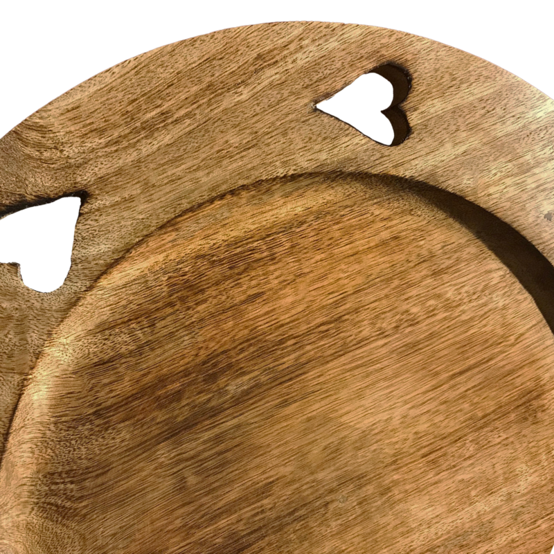 Sous assiette Sculptée 34 cm – Cœur découpé Objets à poser meublespin.fr - mobilier et de décoration de style montagne ou chalet- meubles en pin, mobilier en bois massif de qualité, canapés convertibles - https://meublespin.fr