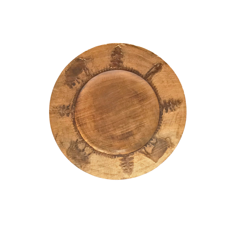 Sous assiette Sculptée 34 cm – Poya Objets à poser meublespin.fr - mobilier et de décoration de style montagne ou chalet- meubles en pin, mobilier en bois massif de qualité, canapés convertibles - https://meublespin.fr