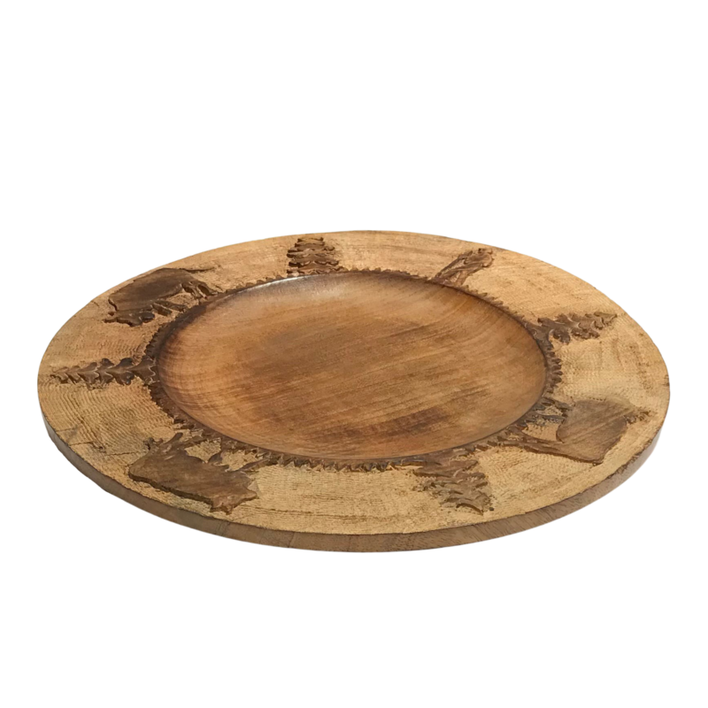 Sous assiette Sculptée 34 cm – Poya Objets à poser meublespin.fr - mobilier et de décoration de style montagne ou chalet- meubles en pin, mobilier en bois massif de qualité, canapés convertibles - https://meublespin.fr
