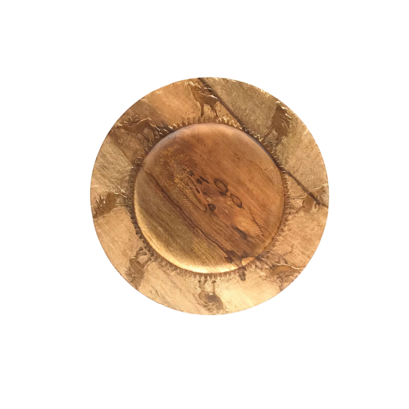 Sous assiette Sculptée 34 cm – Cerf  Objets à poser meublespin.fr - mobilier et de décoration de style montagne ou chalet- meubles en pin, mobilier en bois massif de qualité, canapés convertibles - https://meublespin.fr