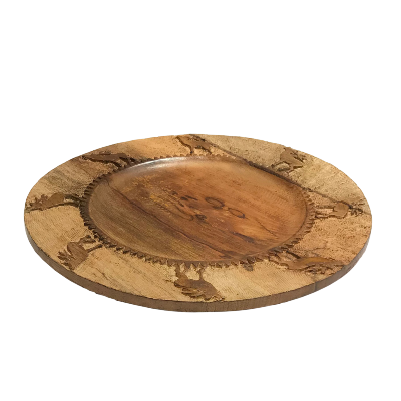 Sous assiette Sculptée 34 cm – Cerf  Objets à poser meublespin.fr - mobilier et de décoration de style montagne ou chalet- meubles en pin, mobilier en bois massif de qualité, canapés convertibles - https://meublespin.fr