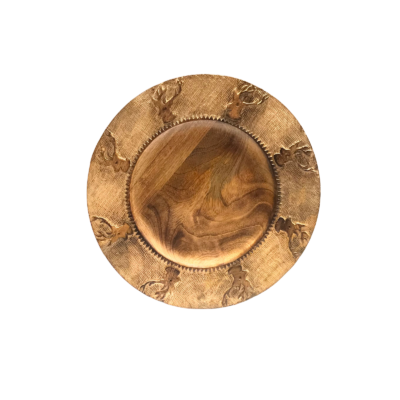 Sous assiette Sculptée 34 cm – Tête de Cerf Objets à poser meublespin.fr - mobilier et de décoration de style montagne ou chalet- meubles en pin, mobilier en bois massif de qualité, canapés convertibles - https://meublespin.fr