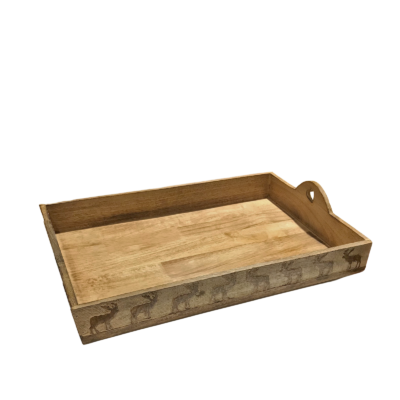Plateau Sculpté 45 cm – Cerfs Objets à poser meublespin.fr - mobilier et de décoration de style montagne ou chalet- meubles en pin, mobilier en bois massif de qualité, canapés convertibles - https://meublespin.fr