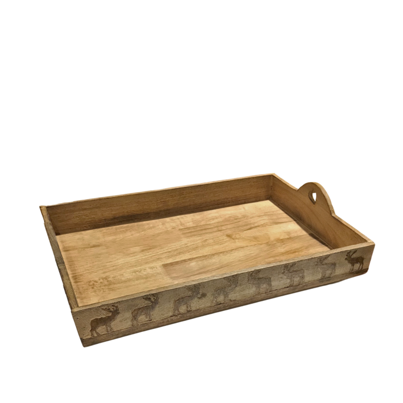 Plateau Sculpté 45 cm – Cerfs Objets à poser meublespin.fr - mobilier et de décoration de style montagne ou chalet- meubles en pin, mobilier en bois massif de qualité, canapés convertibles - https://meublespin.fr