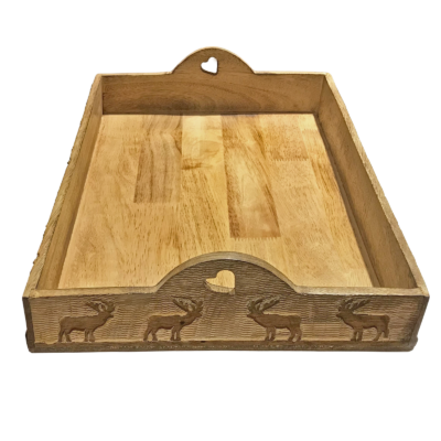 Plateau Sculpté 45 cm – Cerfs Objets à poser meublespin.fr - mobilier et de décoration de style montagne ou chalet- meubles en pin, mobilier en bois massif de qualité, canapés convertibles - https://meublespin.fr