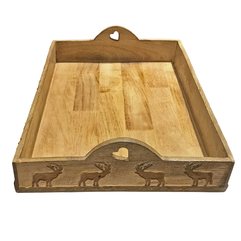 Plateau Sculpté 45 cm – Cerfs Objets à poser meublespin.fr - mobilier et de décoration de style montagne ou chalet- meubles en pin, mobilier en bois massif de qualité, canapés convertibles - https://meublespin.fr