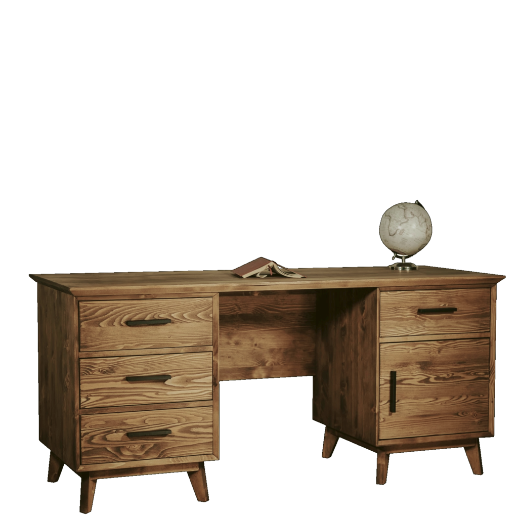 Bureau Ministre Chalet Porte Tiroirs En Pin Massif Cir Miel Sculpt Cm Meublespin Fr