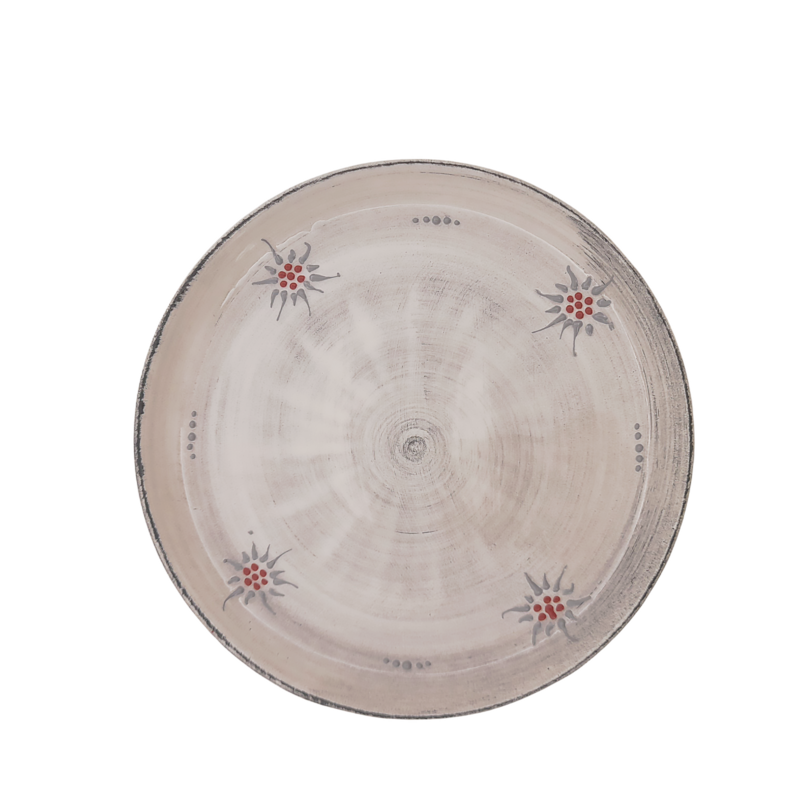 Assiette Edelweiss Cérusé Blanc Vaisselle Edelweiss meublespin.fr - mobilier et de décoration de style montagne ou chalet- meubles en pin, mobilier en bois massif de qualité, canapés convertibles - https://meublespin.fr