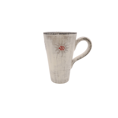 Grand mug Edelweiss Cérusé Blanc Vaisselle Edelweiss meublespin.fr - mobilier et de décoration de style montagne ou chalet- meubles en pin, mobilier en bois massif de qualité, canapés convertibles - https://meublespin.fr