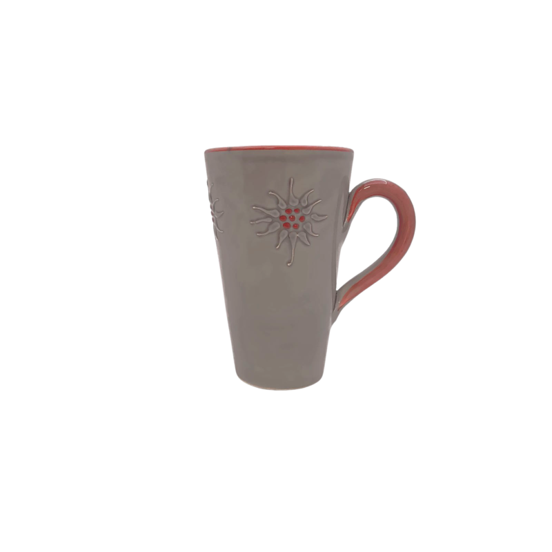Grand mug Edelweiss Cérusé Gris Vaisselle Edelweiss meublespin.fr - mobilier et de décoration de style montagne ou chalet- meubles en pin, mobilier en bois massif de qualité, canapés convertibles - https://meublespin.fr