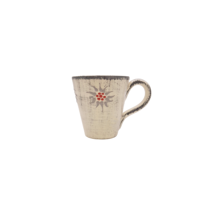 Mug Conique Edelweiss Cérusé Blanc Vaisselle Edelweiss meublespin.fr - mobilier et de décoration de style montagne ou chalet- meubles en pin, mobilier en bois massif de qualité, canapés convertibles - https://meublespin.fr