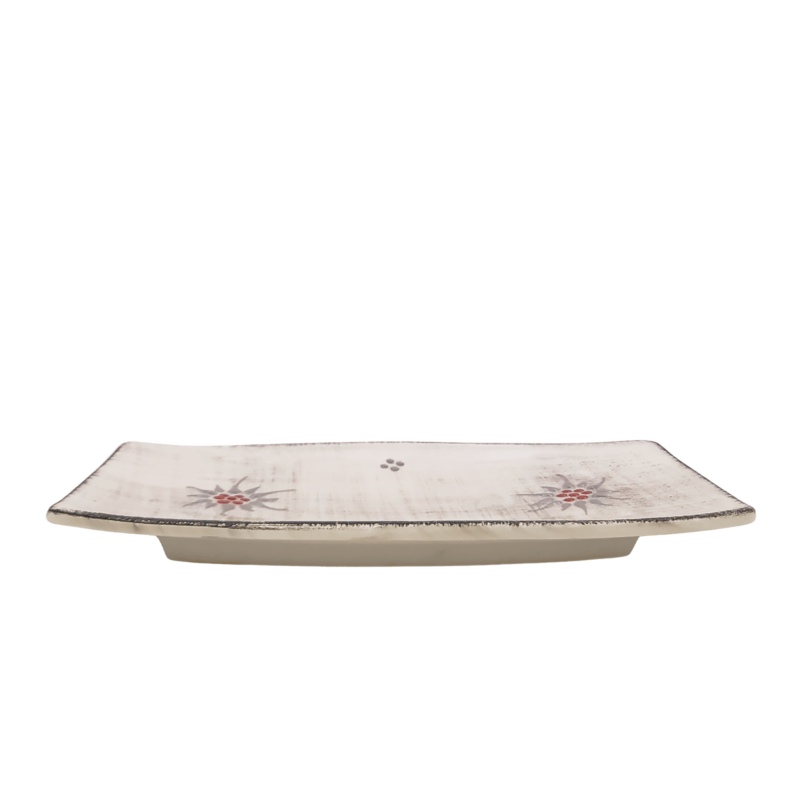Petit plat à Cake Edelweiss Cérusé Blanc Vaisselle Edelweiss meublespin.fr - mobilier et de décoration de style montagne ou chalet- meubles en pin, mobilier en bois massif de qualité, canapés convertibles - https://meublespin.fr
