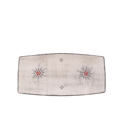 Petit plat à Cake Edelweiss Cérusé Blanc Vaisselle Edelweiss meublespin.fr - mobilier et de décoration de style montagne ou chalet- meubles en pin, mobilier en bois massif de qualité, canapés convertibles - https://meublespin.fr