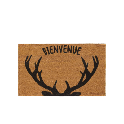 Paillasson Bienvenue Bois de Cerf – 75 x 45 cm Paillassons meublespin.fr - mobilier et de décoration de style montagne ou chalet- meubles en pin, mobilier en bois massif de qualité, canapés convertibles - https://meublespin.fr