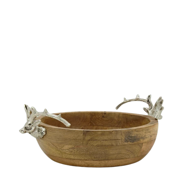 Grande corbeille ronde avec têtes de Cerf Nappes et Décoration de table meublespin.fr - mobilier et de décoration de style montagne ou chalet- meubles en pin, mobilier en bois massif de qualité, canapés convertibles - https://meublespin.fr
