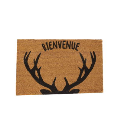 Paillasson Bienvenue Bois de Cerf – 75 x 45 cm Paillassons meublespin.fr - mobilier et de décoration de style montagne ou chalet- meubles en pin, mobilier en bois massif de qualité, canapés convertibles - https://meublespin.fr