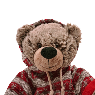 Ours peluche gris rouge Peluches meublespin.fr - mobilier et de décoration de style montagne ou chalet- meubles en pin, mobilier en bois massif de qualité, canapés convertibles - https://meublespin.fr